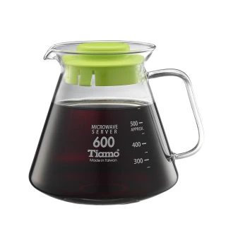 【Tiamo】耐熱玻璃咖啡花茶壺600cc-綠色(HG2297G)