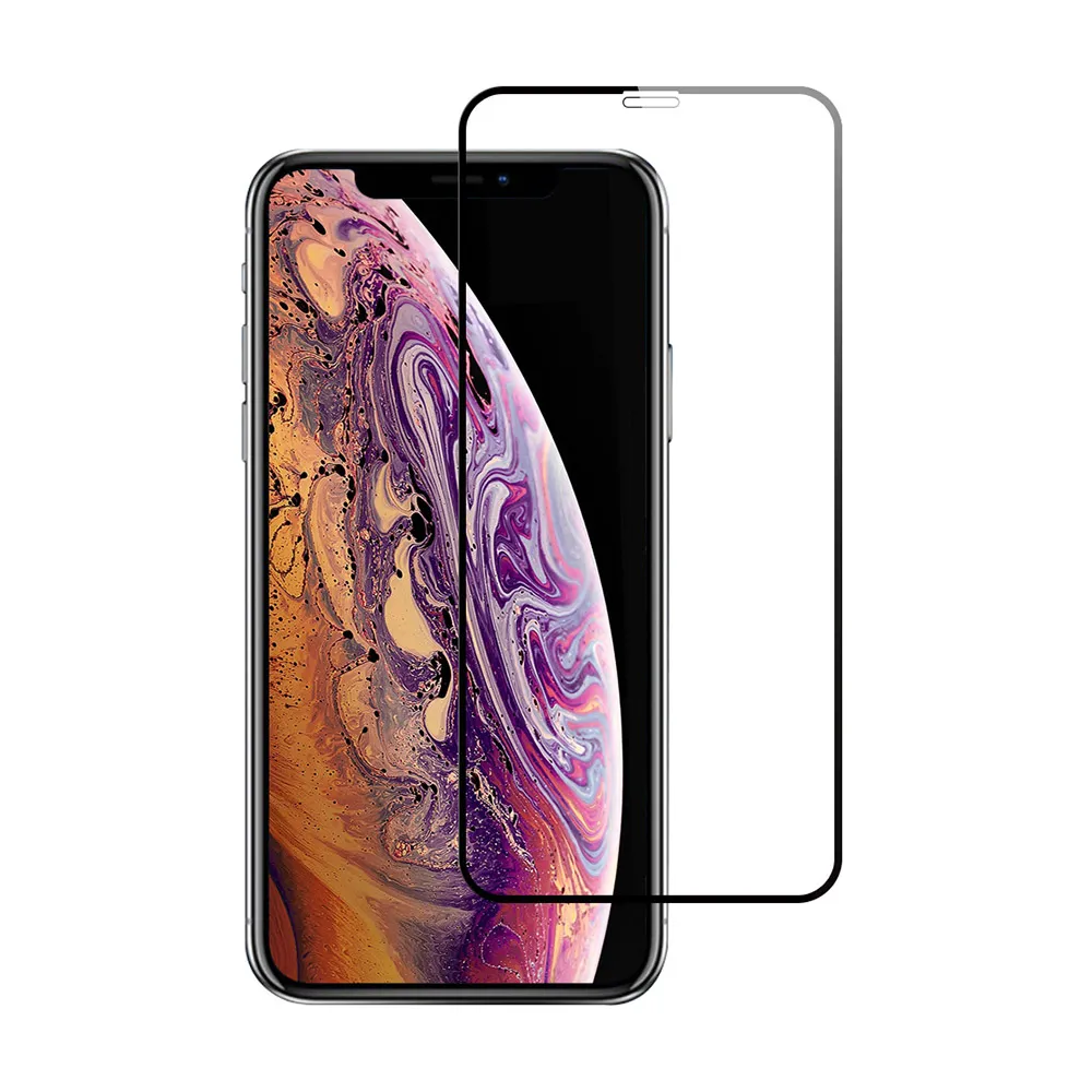 iPhoneX XS 滿版9H鋼化玻璃絲印全膠保護貼(3入  XS保護貼  X保護貼)