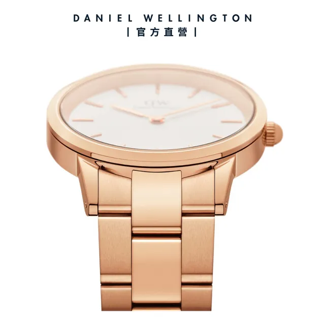 【Daniel Wellington】DW 手錶 Iconic Link 36mm精鋼錶 特調玫瑰金-白錶盤(DW手錶男錶女錶DW00100209)