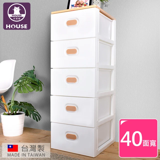 【HOUSE 好室喵】木天板-TODAY衣物抽屜式五層收納櫃(台灣製造-白色)