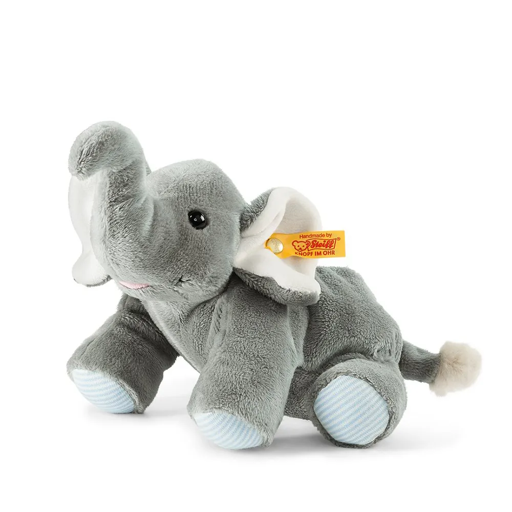 【STEIFF德國金耳釦泰迪熊】Floppy Trampili Elephant 大象 暖暖包冰敷袋(動物王國_黃標)