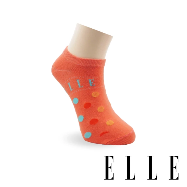 【ELLE】圓點超低隱形女襪-橙紅(船襪/隱形襪/女襪)