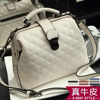 【Amay Style 艾美時尚】女包 肩背包 真皮輕量手提肩背復古 醫生包(7色.現貨+預購)