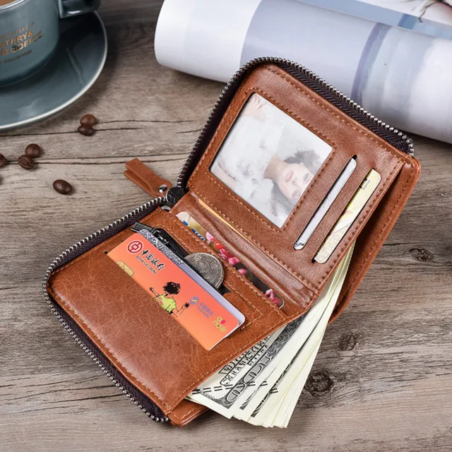 【DF BAGSCHOOL】簡約型男車縫造型多卡夾零錢包皮夾-共2色