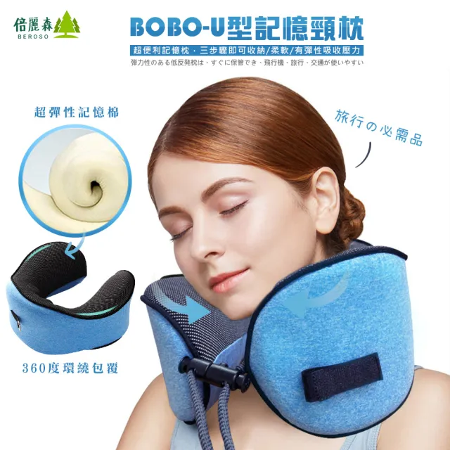 【Beroso 倍麗森】BOBO360度U型環繞旅行記憶頸枕B00022(出國護頸枕 午睡枕 開車枕 旅遊小物)