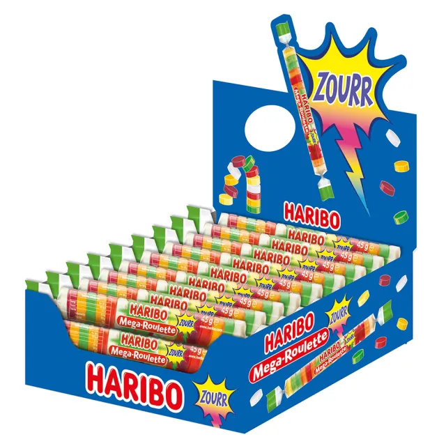 【HARIBO 哈瑞寶】鈕扣Q軟糖45g*24條(水果/爆酸水果任選)