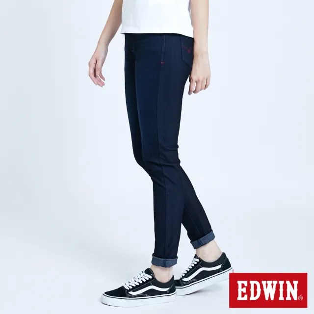 【EDWIN】女裝 JERSEYS EJ6超彈錐形迦績長褲(原藍色)