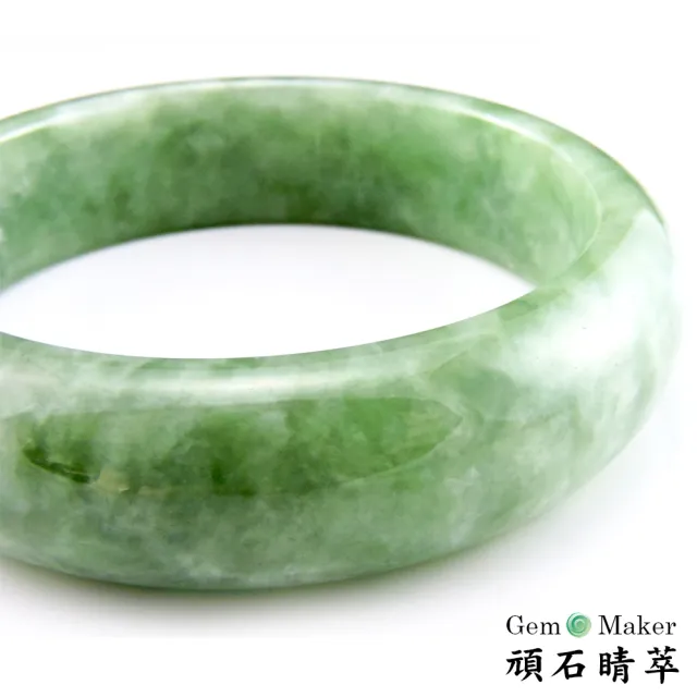 【GemMaker 頑石睛萃】豆種全青天然翡翠手鐲(17.2mm)