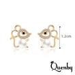 【Quenby】925純銀 鼠年珍珠小老鼠貼耳耳環/耳針(飾品/配件/