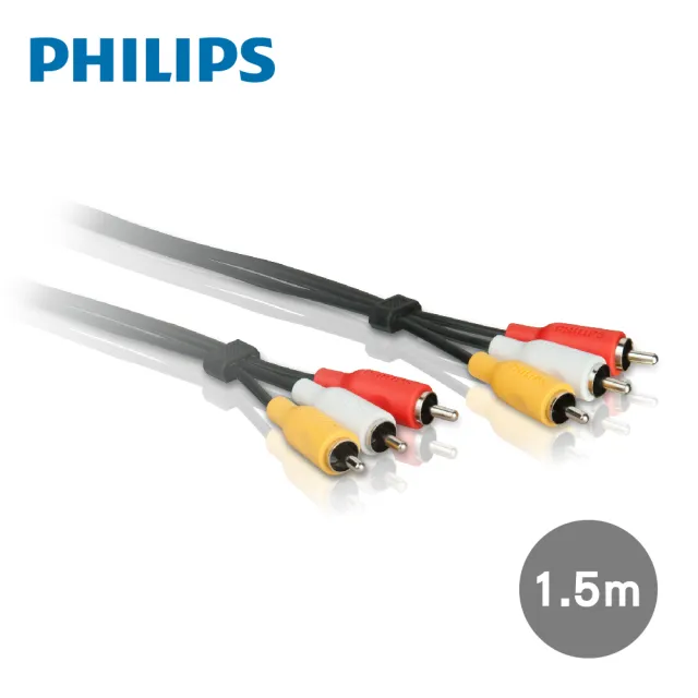 【Philips 飛利浦】1.5m 2RCA/2RCA立體音源線-紅白黃(SWV2532W/10)