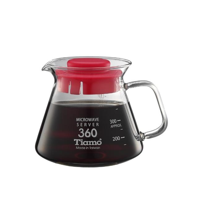 【Tiamo】耐熱玻璃壺360cc玻璃把手-紅色(HG2296R)