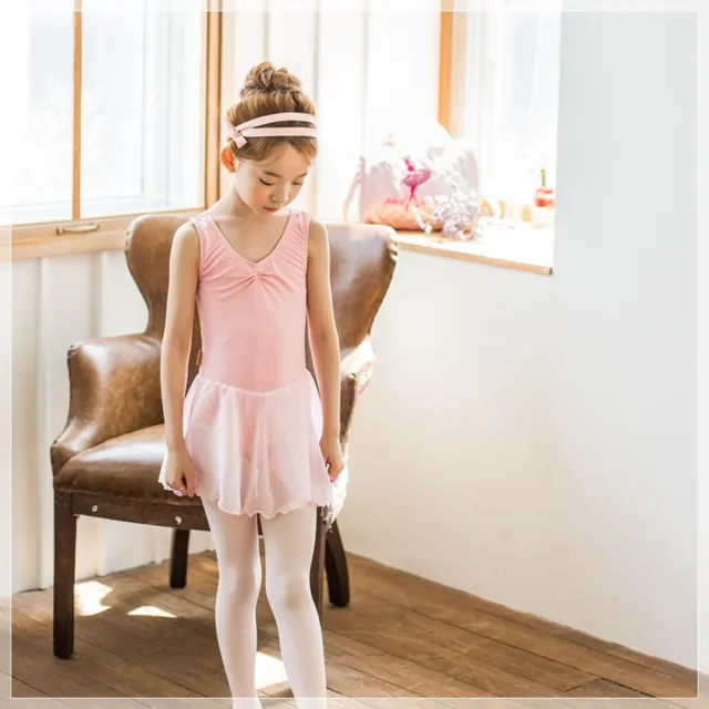 【橘魔法】胸前水鑽粉色軟紗裙芭蕾舞衣 有開檔暗扣設計 (女童 大童 小童 童裝 芭蕾舞 舞蹈裙 表演服裝)