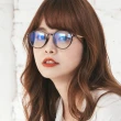 【ALEGANT】韓星時尚網紅復古桔梗紫TR90輕量圓框金屬鏡腳UV400濾藍光眼鏡(簡約造型潮流圓框濾藍光眼鏡)