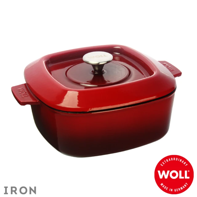 【Woll】德國歐爾-IRON 24cm方型鑄鐵鍋(紅)