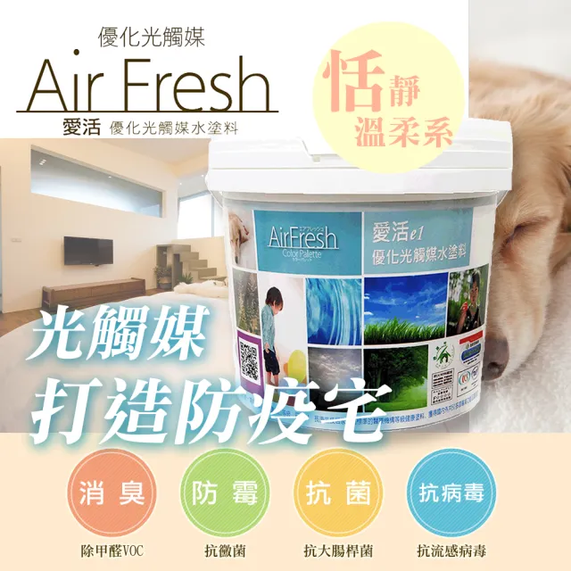 【AirFresh】光觸媒水性漆2kg恬靜溫柔色 SNQ防疫產品 優於水泥 乳膠漆(零甲醛 抗菌 抗病毒 寵物空間)