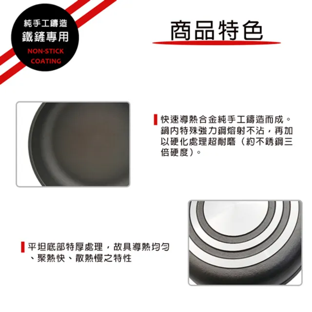 【EVERWARE】鐵鏟專用不沾平底鍋34cm(台灣製)