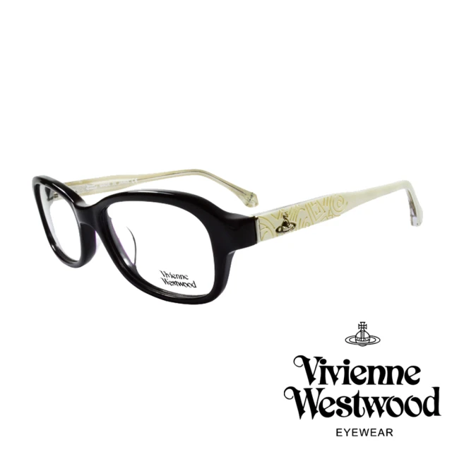 【Vivienne Westwood】線條壓紋立體土星光學眼鏡(黑/白 VW318_02)