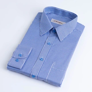 【CHINJUN】勁榮抗皺襯衫-長袖、藍白相間條紋、k204(任選3件999 現貨 商務 男)