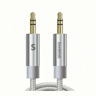 【soodatek】3.5mm to 3.5mm編織耳機線 銀(SAMM35-AL100SI)