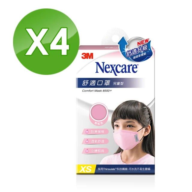 【3M】Nexcare舒適口罩升級款-兒童-粉紅*4包組