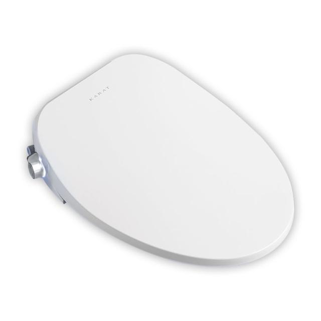 KARAT凱樂 KW-306 瞬熱式智慧馬桶蓋，提供節能省電設計，內建暖座、人體感應、水溫調節（3段：常溫/35℃/38℃）及座溫控制（3段：常溫/33℃/37℃），靜音緩降便蓋超薄舒適。適用110V/60Hz，功率1050W（最大1450W），線長1.5M，尺寸510×370×85mm，BSMI認證T33372，內容包含超薄型免治美式V型座圈，出水方式氣泵浦/斷電自然水壓，適合1-7Kgf/cm²水壓。