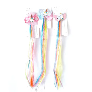 【Conalife】韓版流行彩色假髮髮夾├3入/組┤(1組)