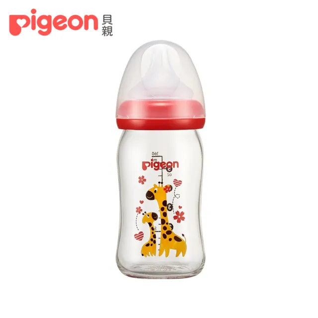 【Pigeon 貝親】寬口母乳實感彩繪玻璃奶瓶160ml(2款)