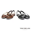 【TINO BELLINI 貝里尼】圖騰多色皮革交錯平底涼鞋VI9085(黑)