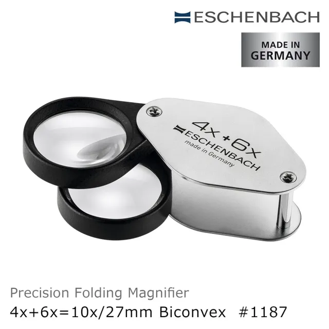 【Eschenbach】4x+6x&10x/27mm 德國製金屬殼雙鏡式攜帶型放大鏡(1187)