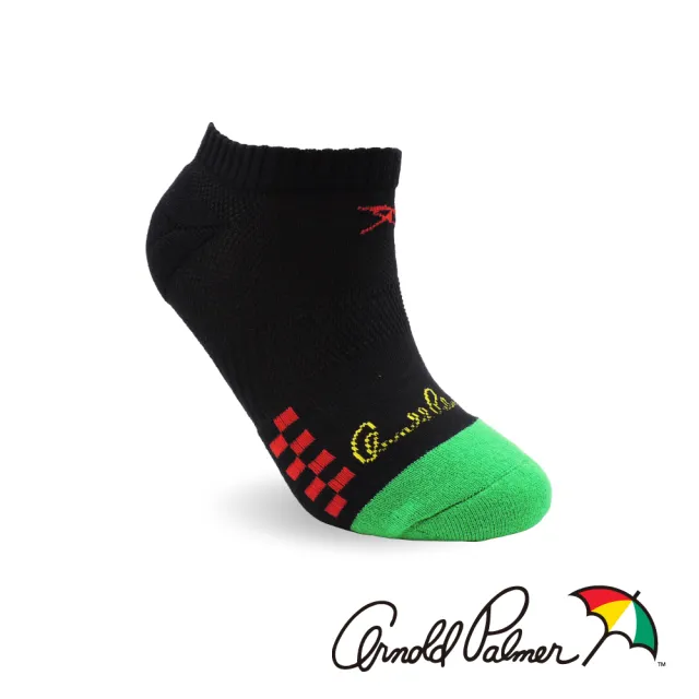 【Arnold Palmer】加大棋盤格男運動船型襪-黑(船型襪/運動襪/加大襪/男襪)