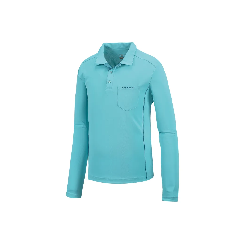 【Mountneer山林】男 透氣排汗長袖上衣-粉藍 31P07-76(長袖上衣/透氣休閒)