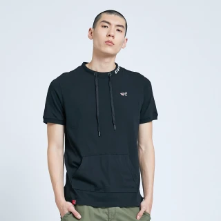 【5th STREET】男抽繩圓領口袋短袖T恤-黑色