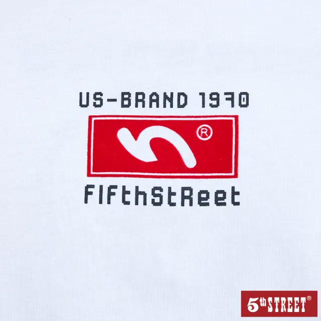 【5th STREET】男數位字體短袖T恤-米白