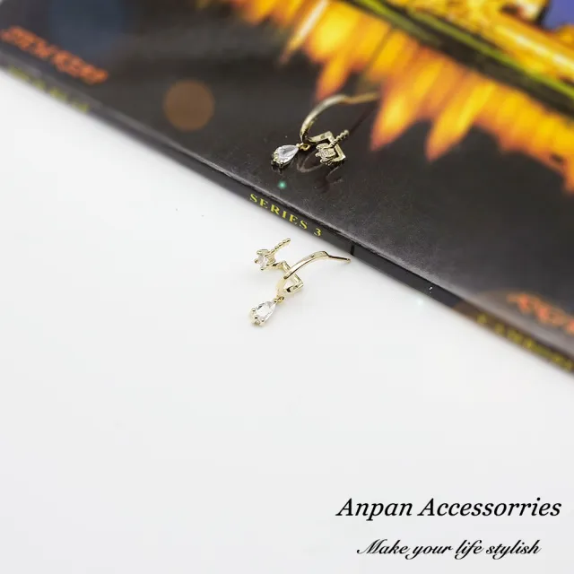 【Anpan】韓東大門925銀耳針式雙弧圈水鑽耳環
