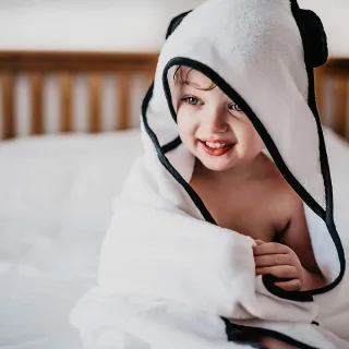 【Panda London】兒童浴巾 竹纖維連帽浴巾 蓬鬆柔軟超吸水(90x90cm 頂級無捻紗)