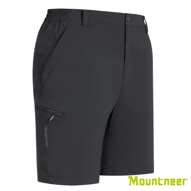 【Mountneer 山林】男 彈性抗UV休閒短褲-黑灰 31S33-17(透氣合身/機能/下著/運動休閒)