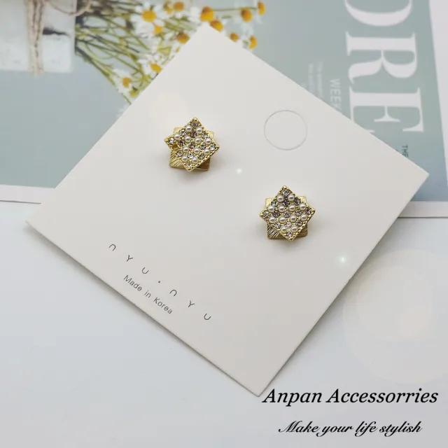 【Anpan】韓東大門925銀耳針式雙方水鑽珍珠耳環