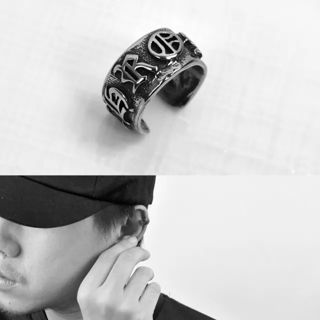 【玖飾時尚】夾式耳環 個性圖騰鋼製耳骨夾(耳夾耳環)
