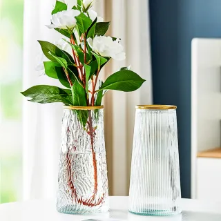 【小麥購物】玻璃浮雕花瓶(玻璃花瓶 花瓶 玻璃瓶 小口花瓶 花器 花盆 擺件 擺飾)