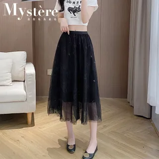 【my stere 我的時尚秘境】雙11 現貨-優質雪紡亮片網紗飄逸長裙(甜美優雅 三層雪紡紗  內襯裙)