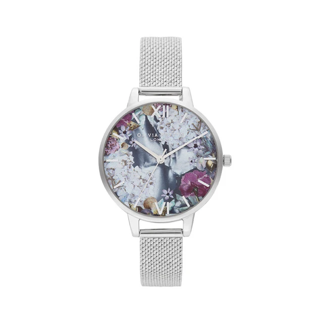 Olivia Burton Olivia Burton 花中之王風格時尚優質米蘭式腕錶34mm-銀色-OB16US11