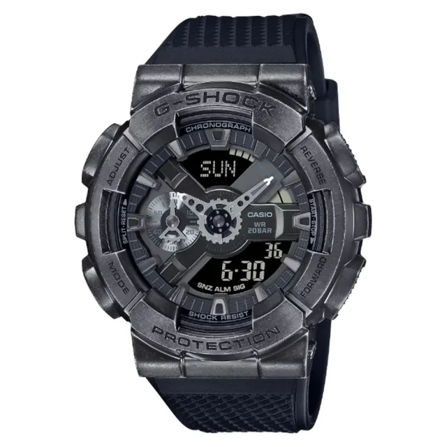 CASIO 卡西歐】G-SHOCK 復古科幻世界仿舊銅色質感金屬框雙顯錶-黑色(GM