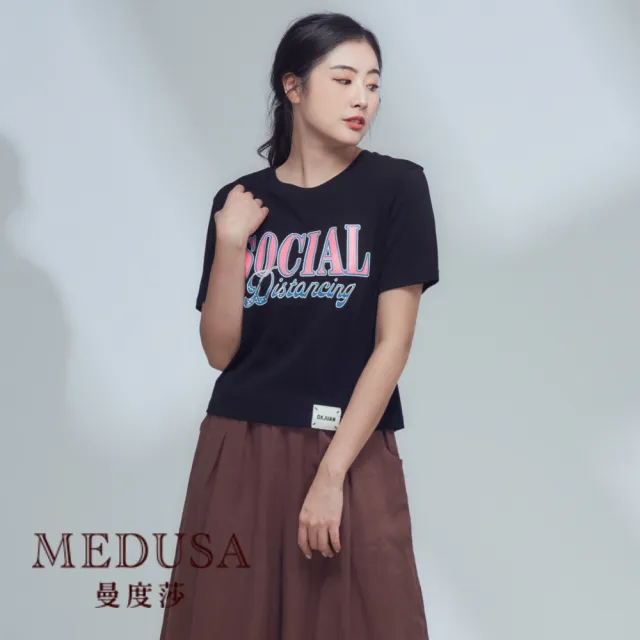 【MEDUSA 曼度莎】現貨-ICare 美式復古 Social 短版T恤 - 2色（F）｜女短袖 短版上衣 休閒上衣(107-20201)