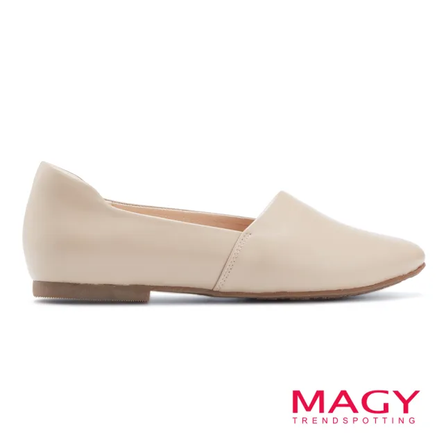 【MAGY】樂活真皮素面平底鞋(裸色)