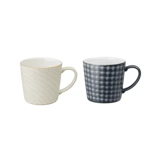 【DENBY】印象圖騰馬克杯-米白+灰岩-2入-400ml(100%英國製 居禮名店獨家代理)