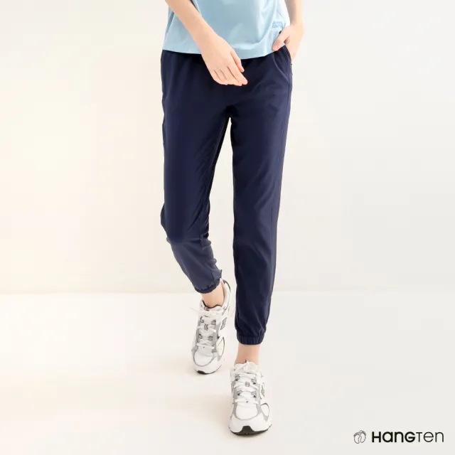 【Hang Ten】女裝-恆溫多功能-JOGGER FIT四面彈吸濕排汗防曬束口長褲(深藍)