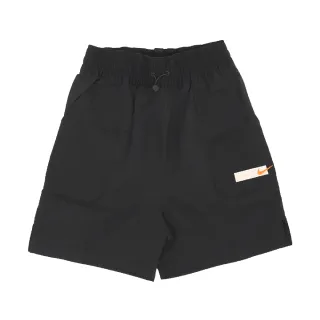 【NIKE 耐吉】短褲 NSW City Utility 女款 黑 白 橘 寬鬆 彈性 抽繩 開衩 小勾(FN0652-010)