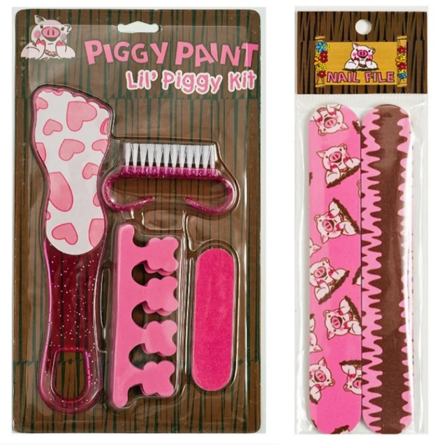 【美國 Piggy Paint】足部保養套組 - 含海綿分指器/指甲刷/磨板+兒童剉甲片3隻(TM2307-081)