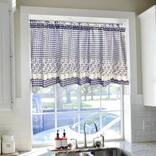 【PLUSIEURS】不敗經典格紋雙層短簾(寬150*高60公分)