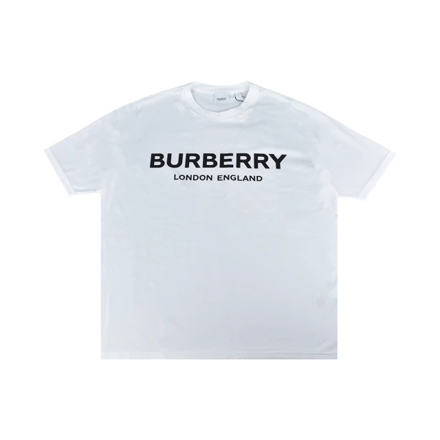 BURBERRY 巴寶莉 BURBERRY HORSEFERRY 字母LOGO印花純棉寬鬆圓領短袖T恤(女款/白)